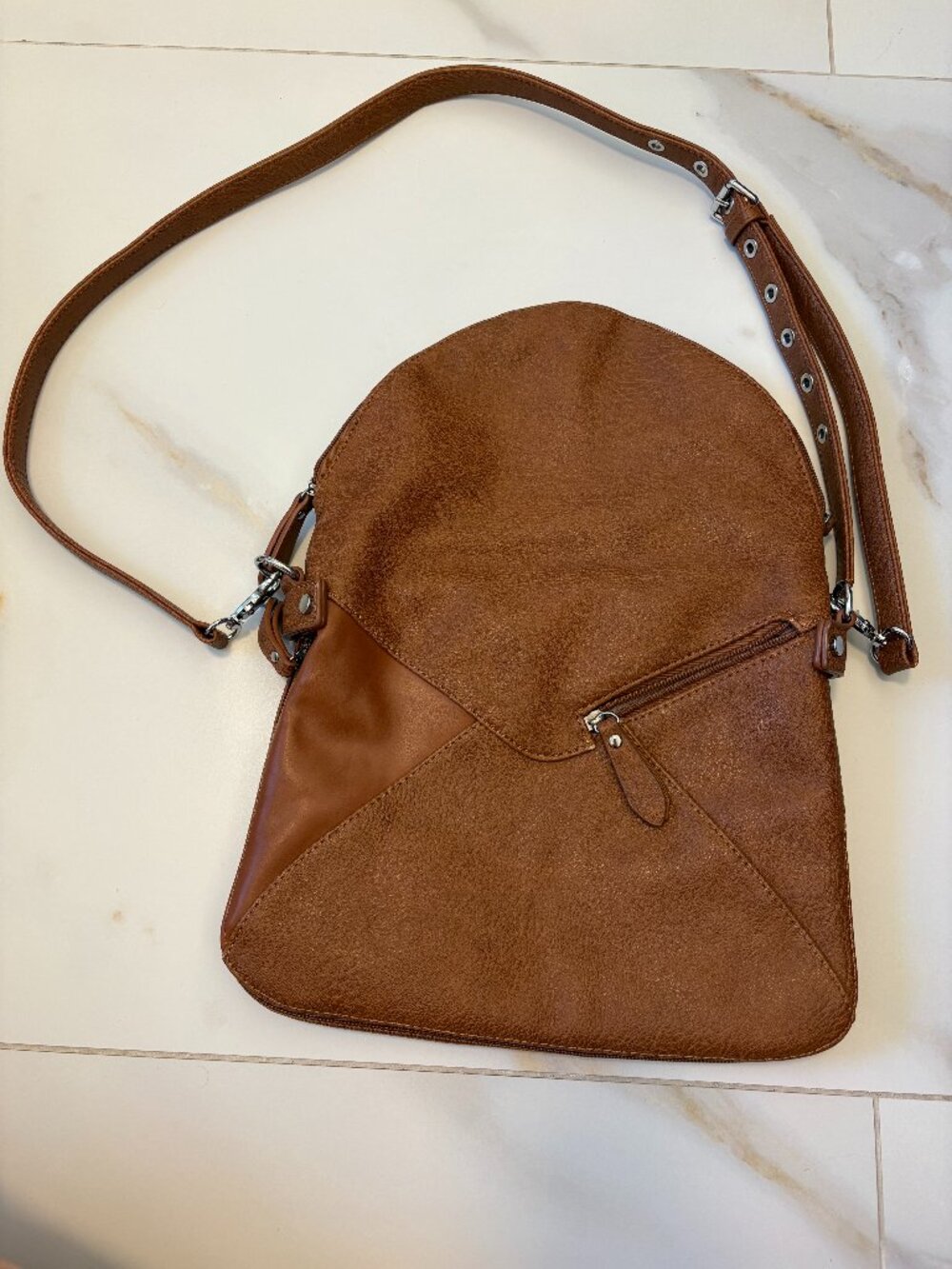 Amelie Galanti Brown Faux-Leather Satchel
